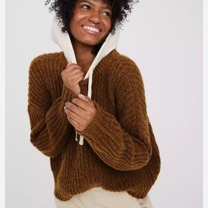 Aerie Hooded Knit Sweater